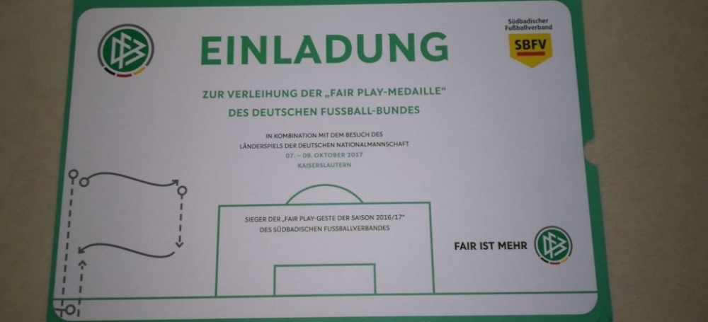 Sébastien Rosenblatt bei der Verleihung der Fair-Play-Medaille des DFB in Kaiserslautern